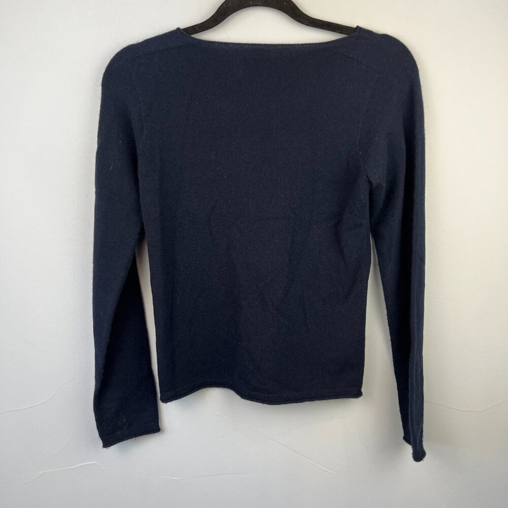 Margaret O'Leary Navy 100% Cashmere Crew Neck Long Sleeve Sweater - Picture 4 of 7